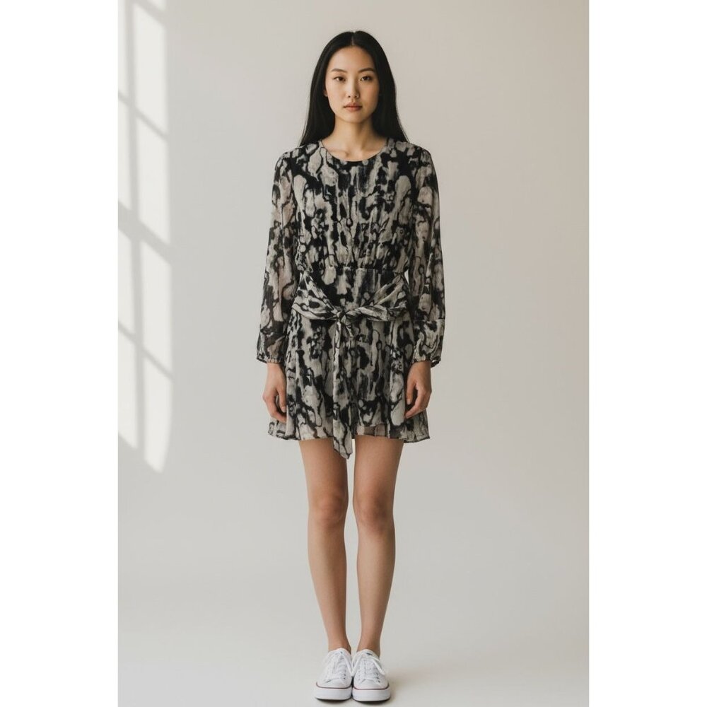 TOPSHOP Women Dye Black & White Dress 4